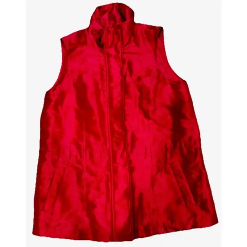 Coldwater Creek Red Metallic Vest Drawstring Waist Womens S/M (6/8) Christmas