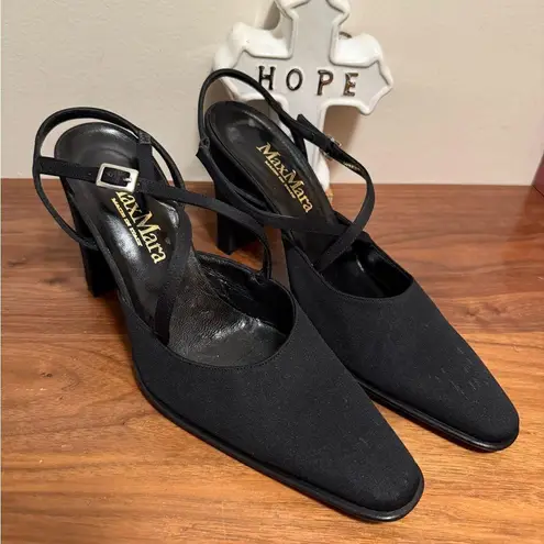 Max Mara Elegant Black Strappy Heels size 39 1/2