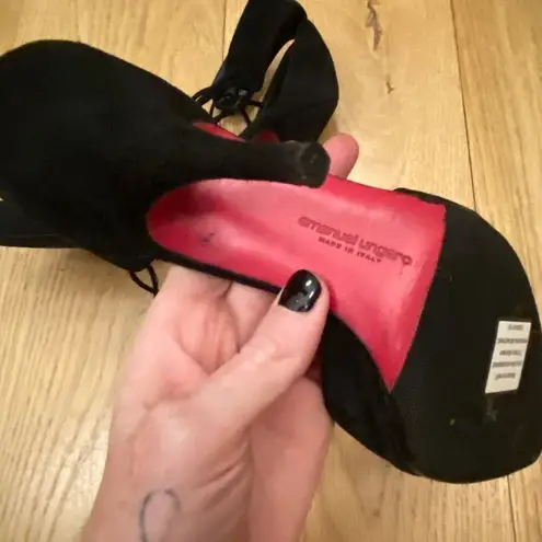 Emanuel Ungaro Suede Pumps in Black and Red Bottoms Size 7