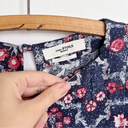 Isabel Marant Étoile • Telicia Dress linen print wrap ruffle red blue floral
