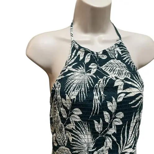 Patrons of Peace Fern Print Smocked Halter Peplum Top Green White Women’s Large