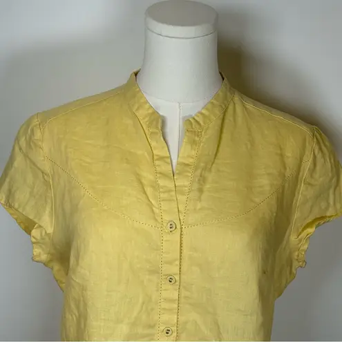 Tweeds 100% Linen Light Yellow Button