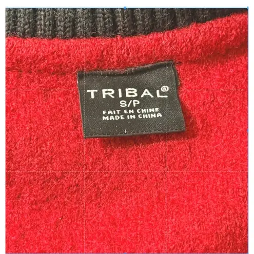 Tribal Cardigan Sweater Size SP 100% Wool Military Dark Academia Style Red