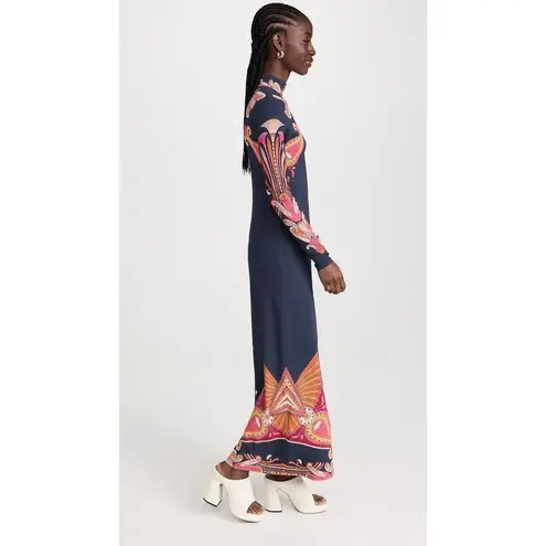 LA DOUBLEJ Navy Paisley Gold Pendant High Neck A