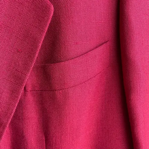 Salvatore Ferragamo Red Blazer Size 14 Mother of Pearl Shell Buttons Festive