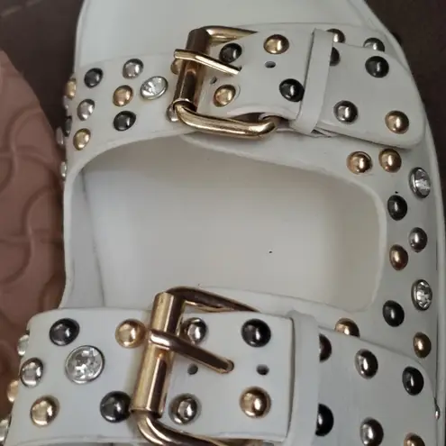 Emily Studded Double Buckle Sandal Gold Size 9.5