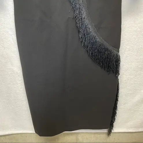 Walter Baker Patrice Black Half Sleeve Fringe Sheath Dress Size L