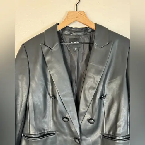 EXPRESS  Women's Faux Leather Black Blazer Jacket size Large  $158
