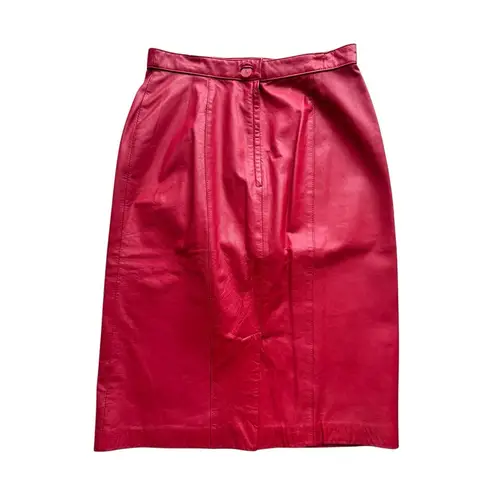 Mixit Vintage Evan Davies 100% Leather Red Pencil Skirt