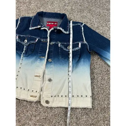 vintage 90s y2k zana di ombre jean denim jacket embellished rhinestone studs L Size L