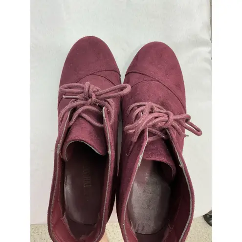 Dream Paris Womans Dream Pairs Tomson Bootie 9 Maroon Lace Up Wedge Heel