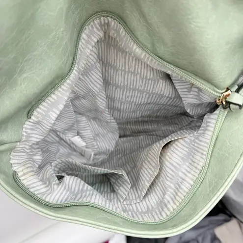 Sage Green Faux Leather Crossbody Bag Women’s Adjustable Strap Tassel Pocket