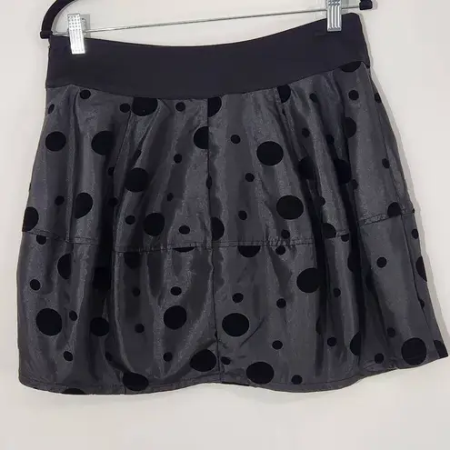 Vila Black Polka Dot Mini Skirt Size Medium Black Velvet Polka Dot Flirty Skirt