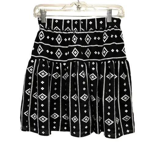 Sabina Musayev A Line Drop Waist Pleated Skirt Black and White Size Small