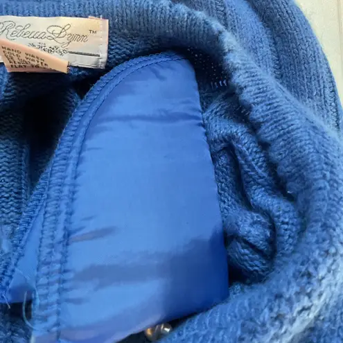 Rebecca Lynn Henley Front Long Sleeve Crew Neck Knitted Trendy Sweater Blue Sz M Size M