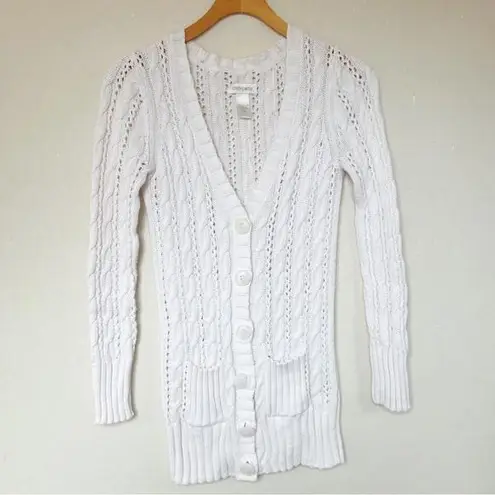 Limited Too White Cable Knit Cardigan