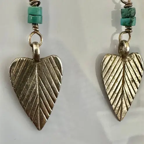 Sterling Silver Leaf & Turquoise Dangle Earrings