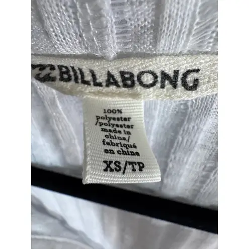 Billabong  Textured Hooded Henley Long Sleeve Tunic Top White Sheer Drawstring XS