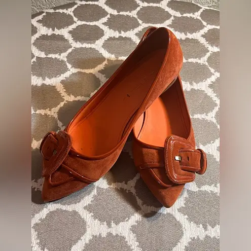 Via Spiga Flats with Decorative Buckle cinnamon suede excellent coquette girl Orange Size 7