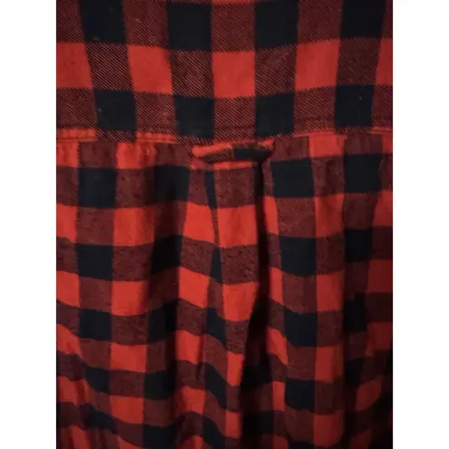 The American Dream Red And Navy Plaid Button Up Slim Fit Women's Shirt Size XL