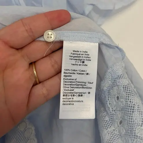 NWT J.Crew Lace Trim Pintuck Top In Cotton Voille In Glacier Size XL