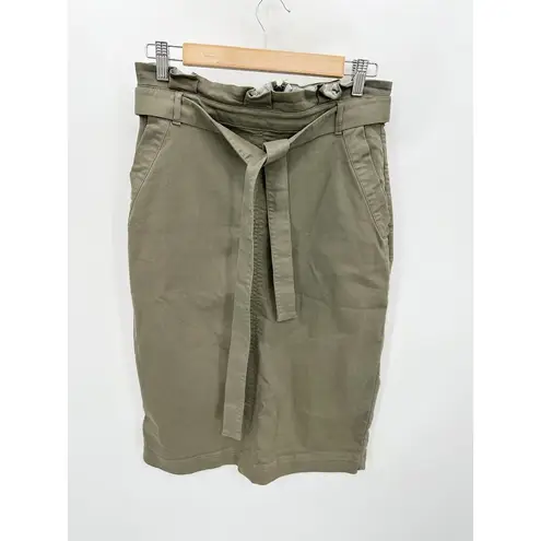 Banana Republic  Olive Green Paperbag Belted Waist Denim Skirt Women's Size 8