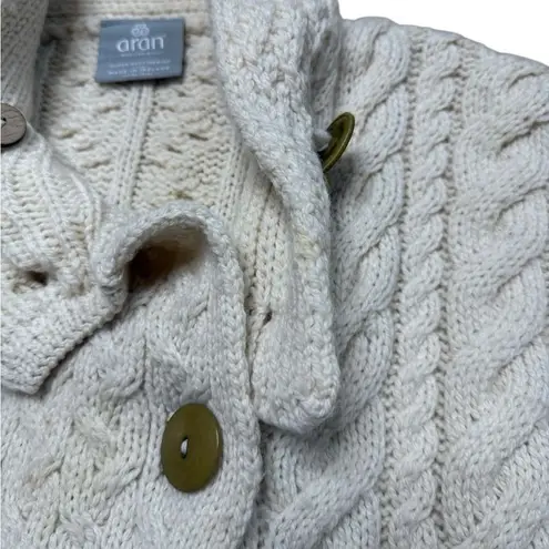 Aran Woollen Mills Super Soft Merino 3 Button Sweater Ivory Medium