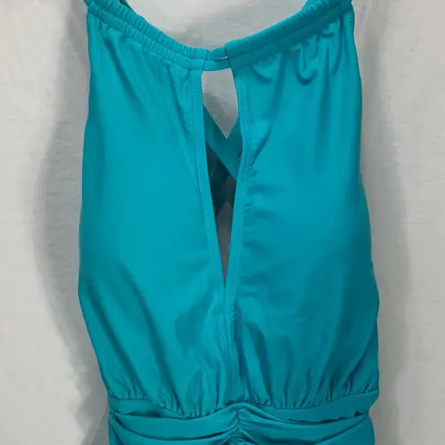 Marilyn Monroe Halter Style Scoop Back Teal One Piece Swimsuit Size M