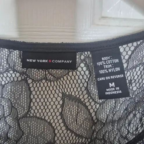 New York And Company Black Lace Short Sleeve Top Goth Alt Size Medium