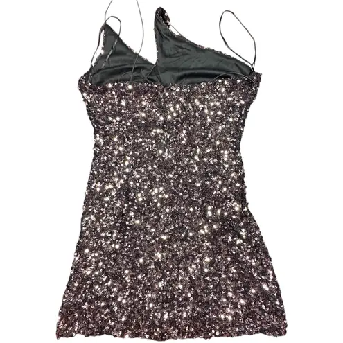 NWT ASTR The Label Sequin Rose Pink (Bronze) and Black Mini Dress Size Large