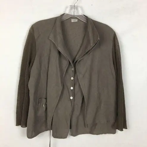 Crea Concept Linen Brown Button Front Shacket Jacket Lagenlook Top 12