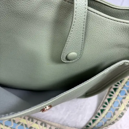 ah+dorned Vegan Leather Messenger Bag with Adjustable Guitar Strap Green