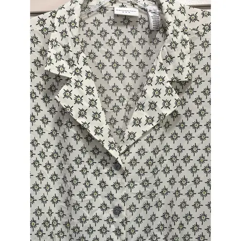 Covington Cream/Green Geo Chiffon Button Up Collar Blouse Size XL Short Sleeve - Image 2