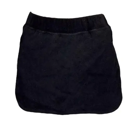 ARE YOU AM I Nicia Plush Terry Mini Skirt, Black, XS Black