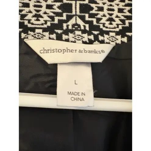 Christopher & Banks Womens Open Front Black & White Patterned Cardigan Jacket S - Image 7