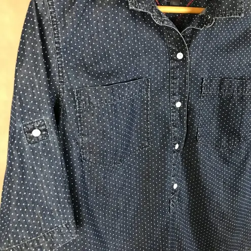 Tommy Hilfiger Dotted Soft Denim Popover Shirt Size XL