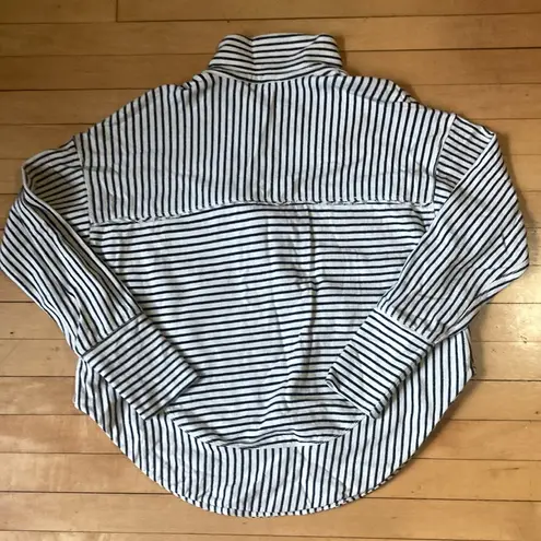 Anthropologie  Pilcro Spliced Henley Black and White Striped Pullover