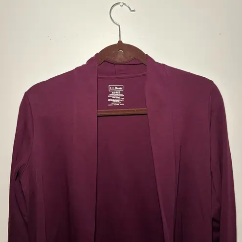LL Bean Cardigan Open Pima Cotton Soft Long Sleeve Tunic Pockets Royal Plum XS Purple - Image 7
