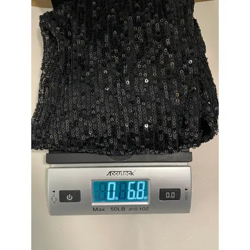 CeCe Black Sequins V Neck Cap Sleeve Sheer Mesh Top Blouse Women Size L