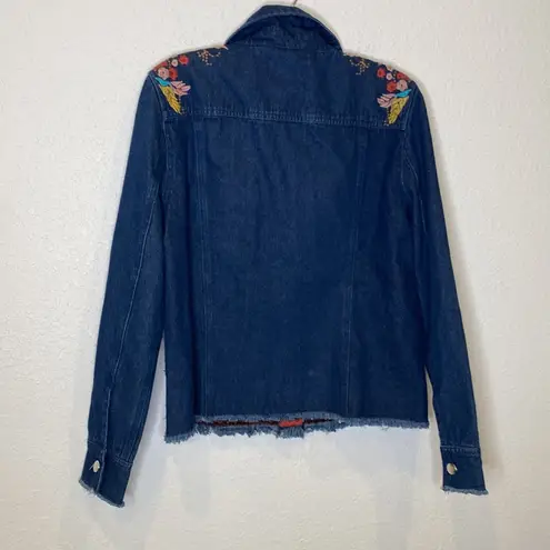 Curations Long Sleeve Button Down Denim Jacket Embroidered Studded EUC Sz M Size M