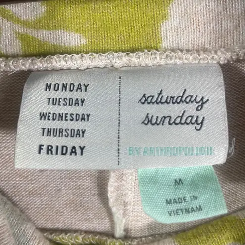 Saturday Sunday Anthropologie Hooded Tunic Dress M Green Floral Jacquard Knit Size M