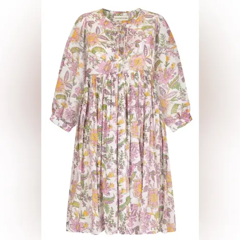 Daughters Of India Kyra Cotton Gauze Mini Dress in Fuchsia Bloom size Large $179 Pink