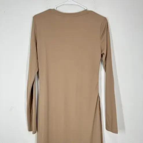 VERO MODA Phine Long Sleeve Rib Jersey Dress Light Brown Comfort Casual Travel