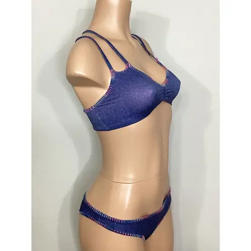 PilyQ New. Cayman stitched reversible bikini set. S-top/M-bottom