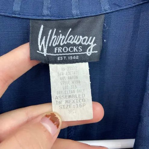 Vintage Whirlaway Frocks women's navy blue striped double breasted pantsuit 16P