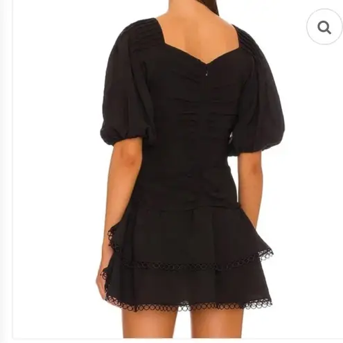 Jonathan Simkhai Auden Mini Dress Black Tiered Ruffle Puff Sleeve Size 8
