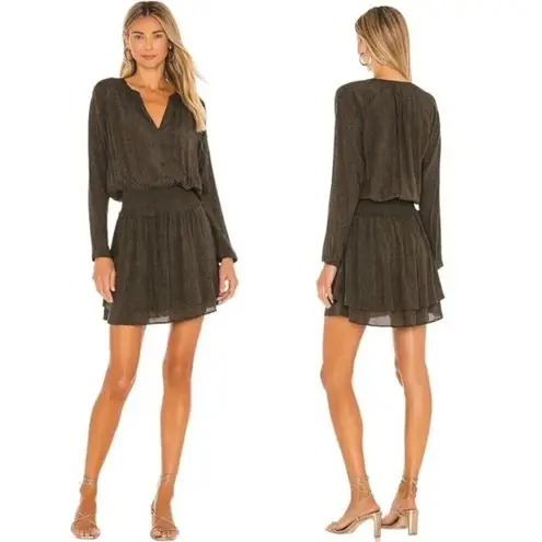 Rails Jasmine Dress Olive Speckled V Neck Mini Smocked Waist Women’s Small