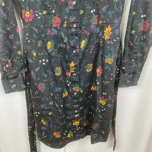 Untuckit Black Floral Ellery Waist Tie Shirt Dress Sz.2