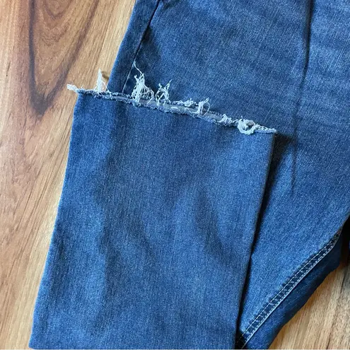 Ellos Womens 22 Jeans High Waisted Raw Hem Plus Size Comfortable Casual Blue