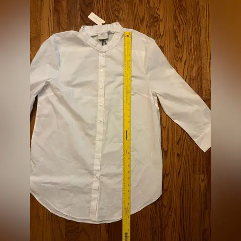 HD in Paris from Anthropologie White Ruffle Collar Button-Down Blouse - L (NWT)
